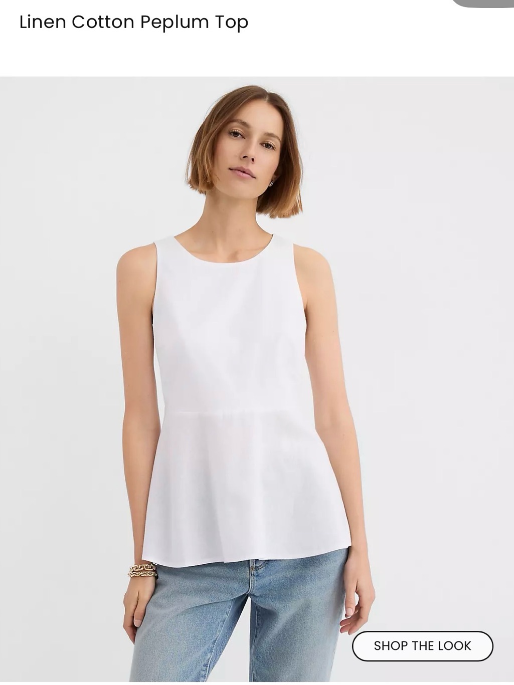 Nwt Loft Linen Cotton Peplum Top - White